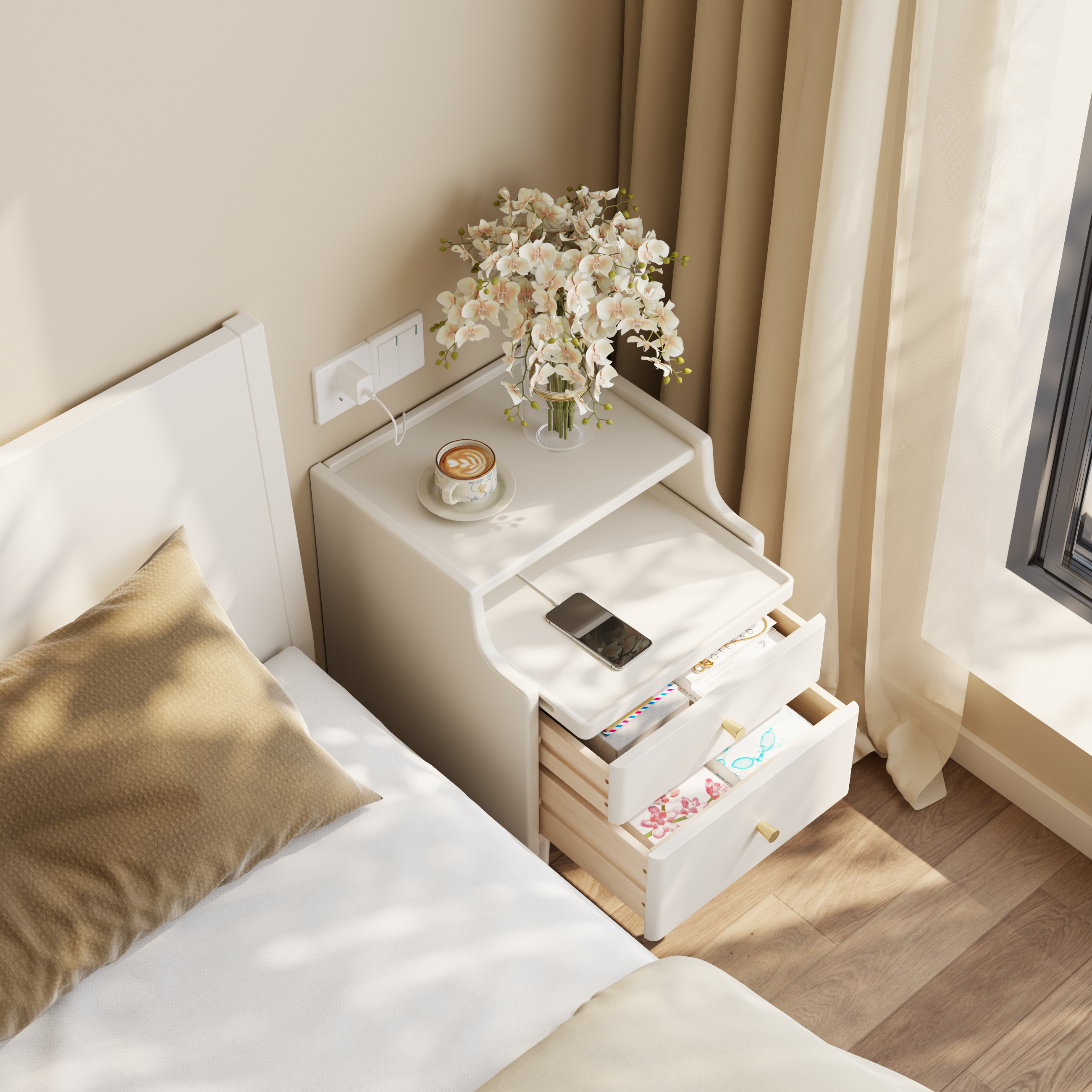 Solid wood classic minimalist nightstand