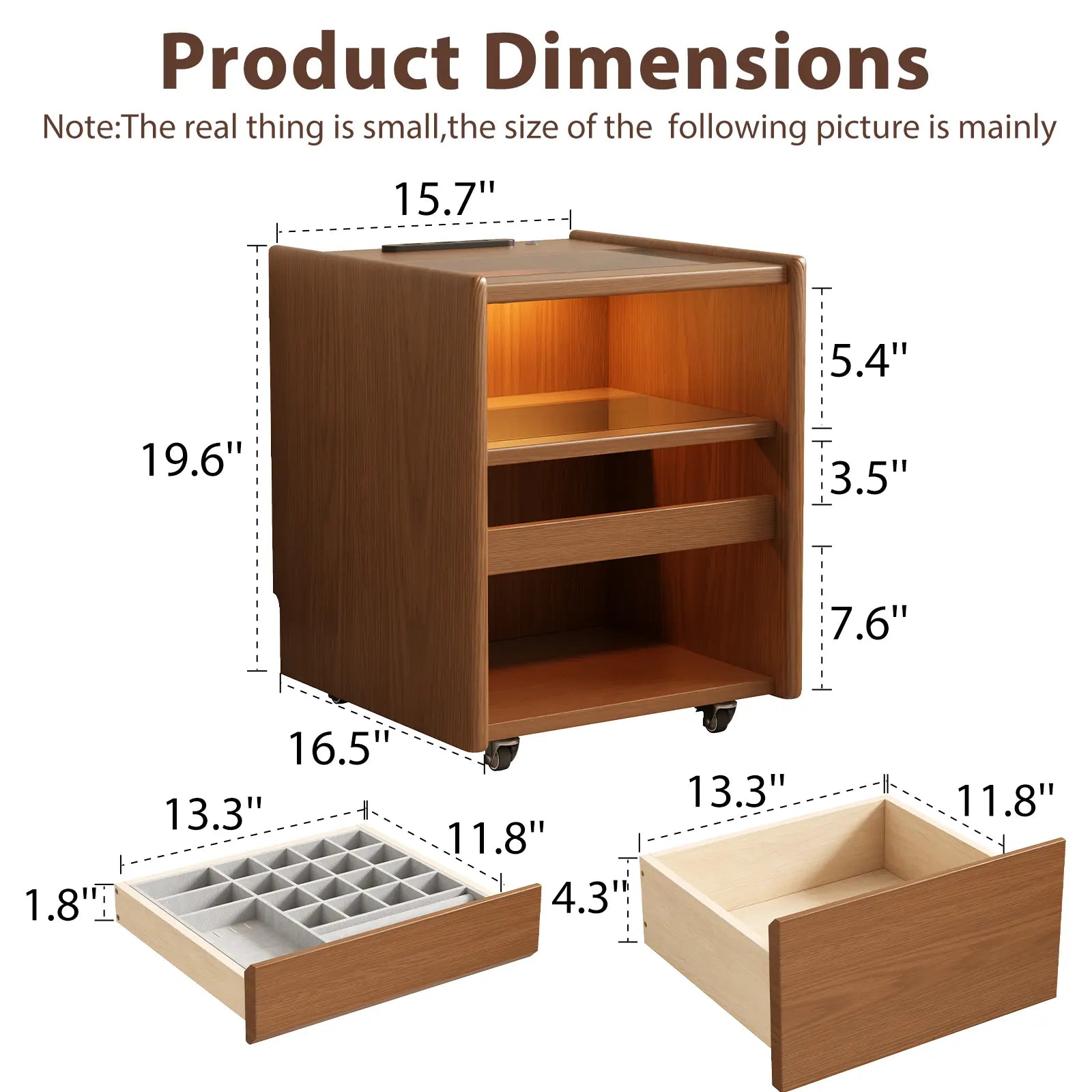 Smart Nightstand with LED Light & Wireless Charging - Kaslandi Furniture