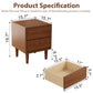 Mid - Century Modern Solid Wood Nightstand with 2 - 3 Hidden Drawers - Kaslandi Furniture