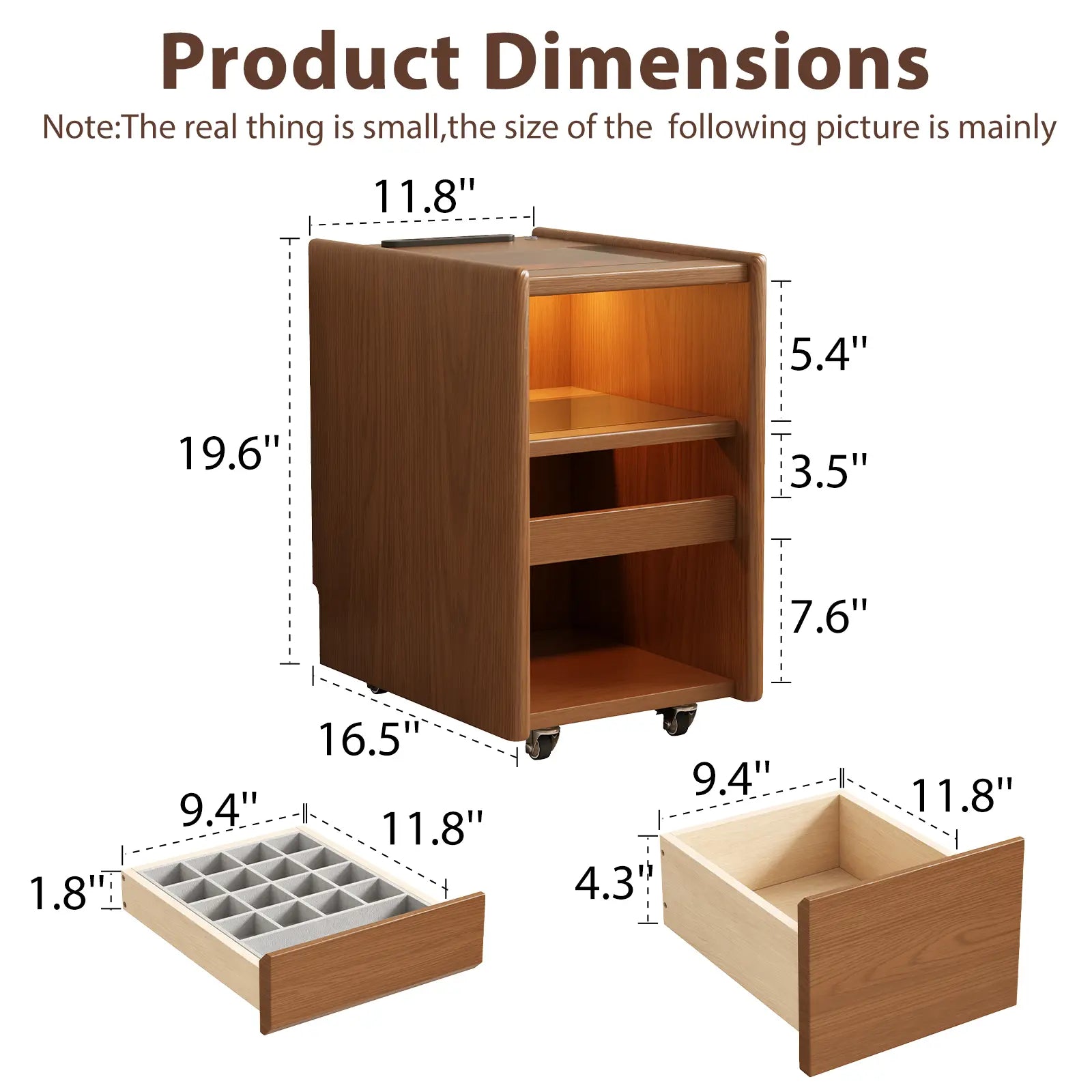 Smart Nightstand with LED Light & Wireless Charging - Kaslandi Furniture