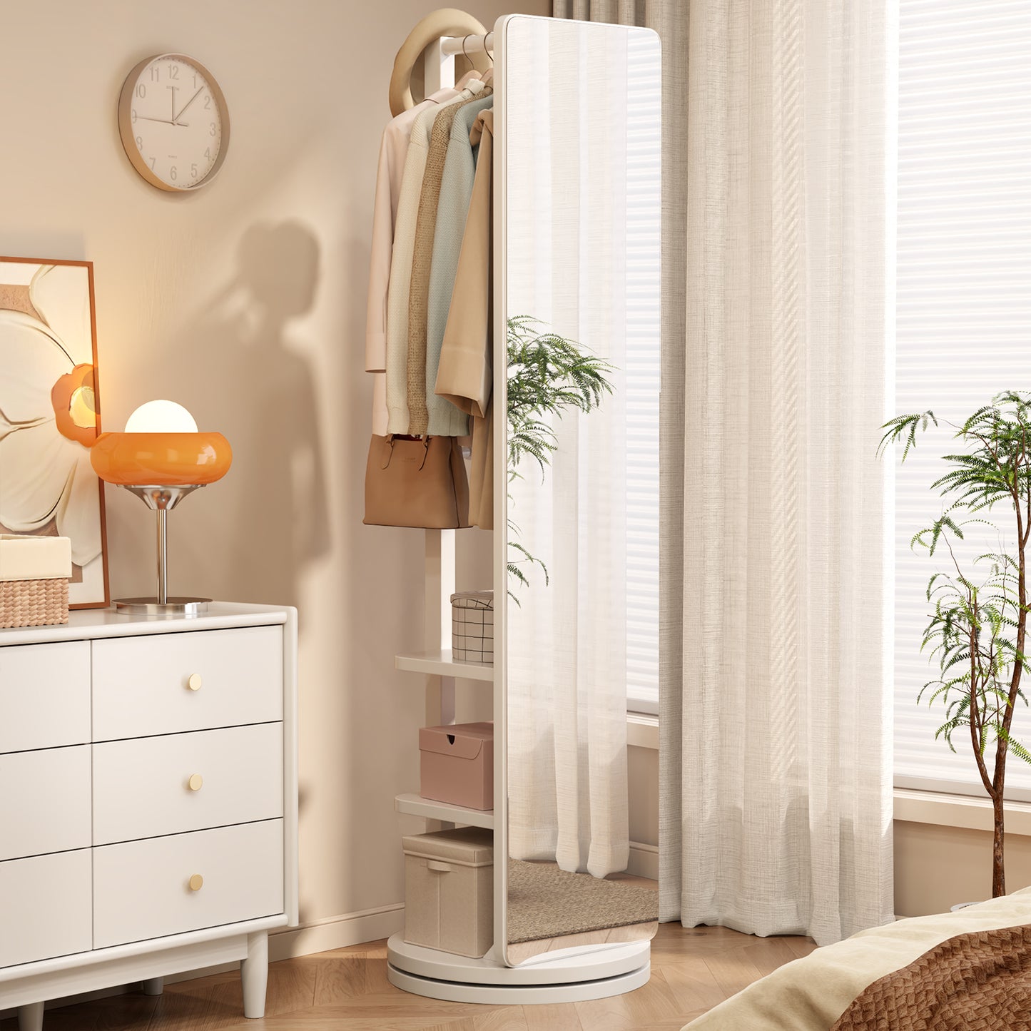 360 degree rotatable full-length mirror