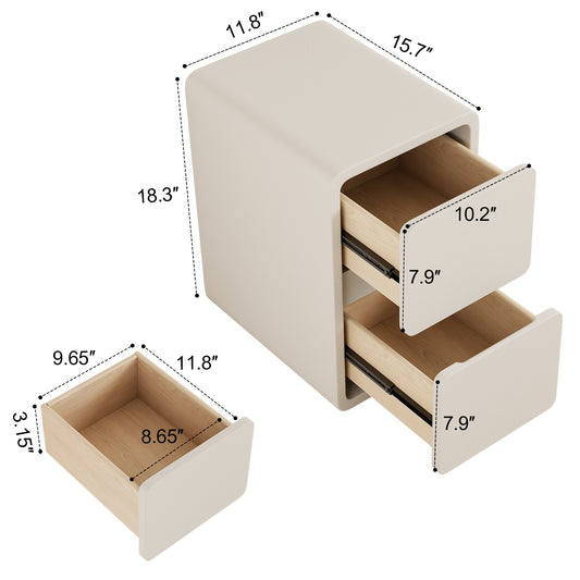 3 Tier Narrow White Nightstand
