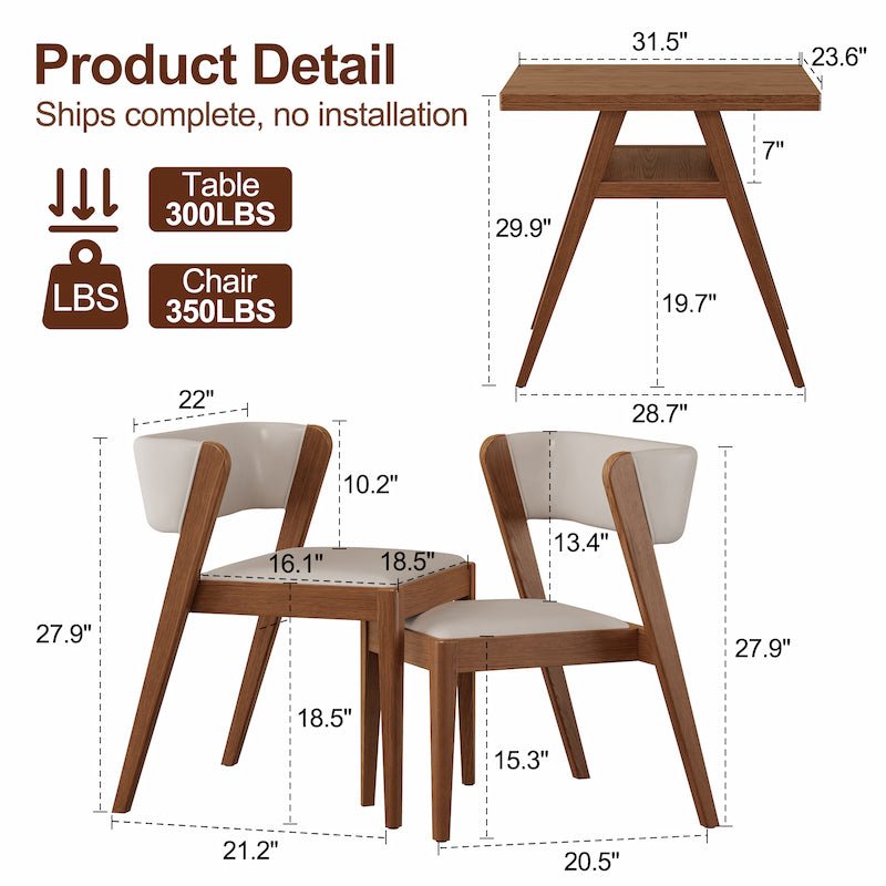 3-Piece Bistro Dining Set with Table and Chairs - iKaslandi