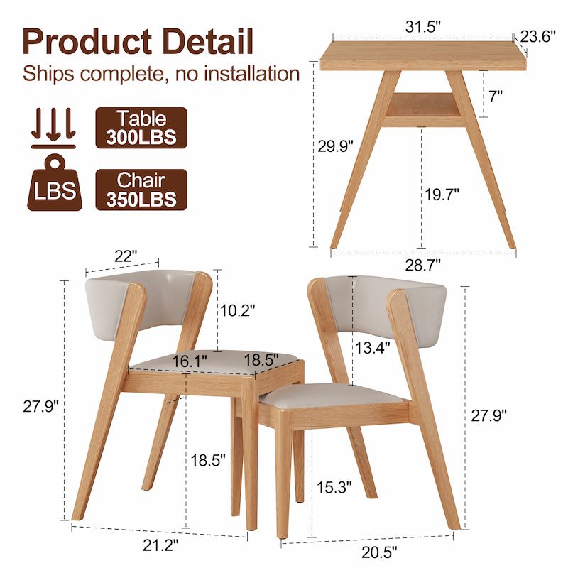 3-Piece Bistro Dining Set with Table and Chairs - iKaslandi