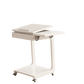 Solid Wood Rolling C - Shaped Side Table with Adjustable Top & Foldable Shelf - Kaslandi Furniture