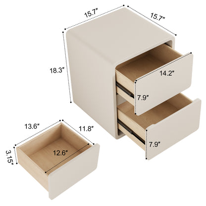 3 Drawers White Nightstand