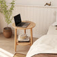 Round Solid Wood Side Table with Storage Shelf - iKaslandi