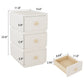 3-Drawer Nightstand with Rounded Corners | Cream White