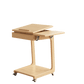 Solid Wood Rolling C - Shaped Side Table with Adjustable Top & Foldable Shelf - Kaslandi Furniture