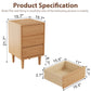 Mid - Century Modern Solid Wood Nightstand with 2 - 3 Hidden Drawers - Kaslandi Furniture