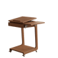 Solid Wood Rolling C - Shaped Side Table with Adjustable Top & Foldable Shelf - Kaslandi Furniture