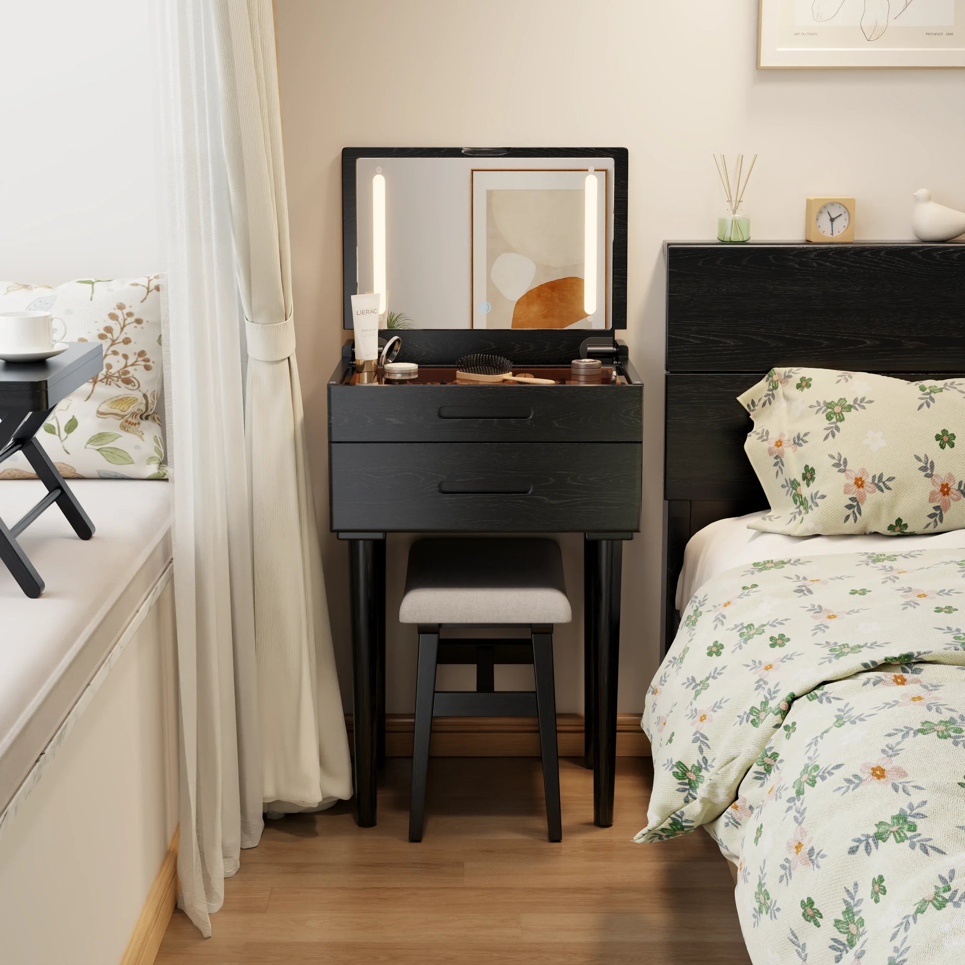 Vanity Desk with Mirror & Lights - Kaslandi Furniture