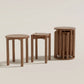 Solid Rubberwood Round Stool Set of 4 | Stackable Farmhouse Accent Stools - Kaslandi Furniture