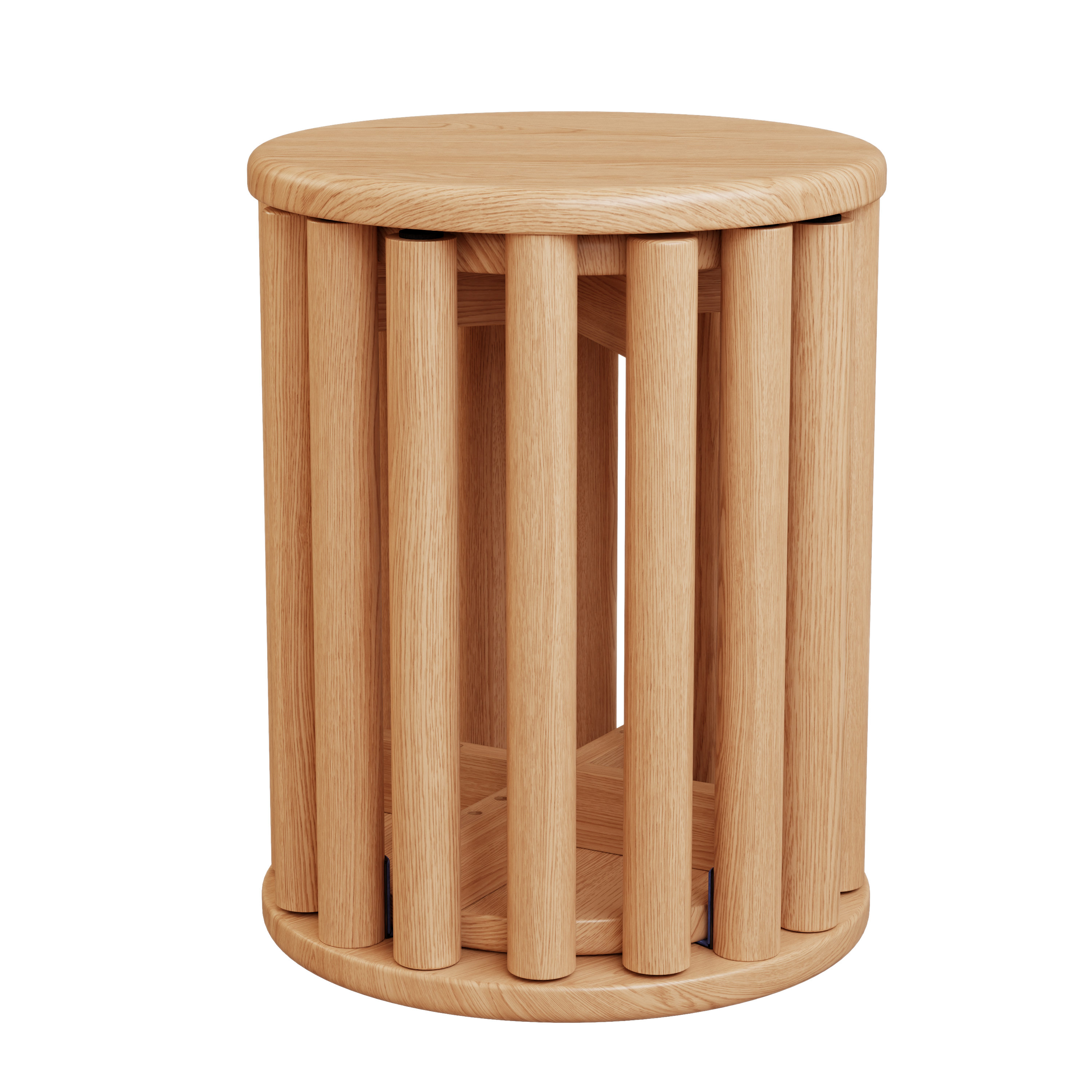 Set of 4 Stackable Solid Wood Multifunctional Round Stools/Side Tables