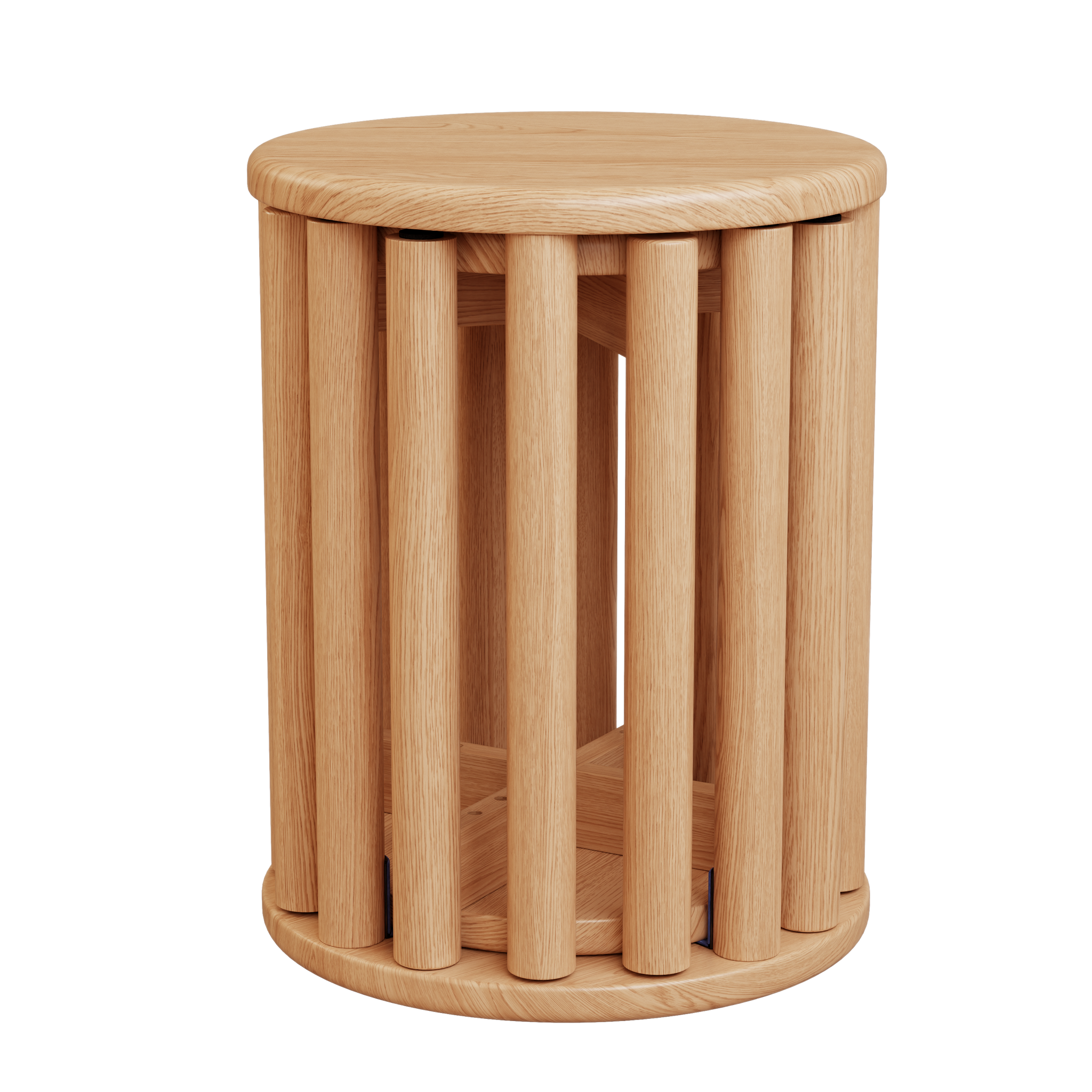 Set of 4 Stackable Solid Wood Multifunctional Round Stools/Side Tables