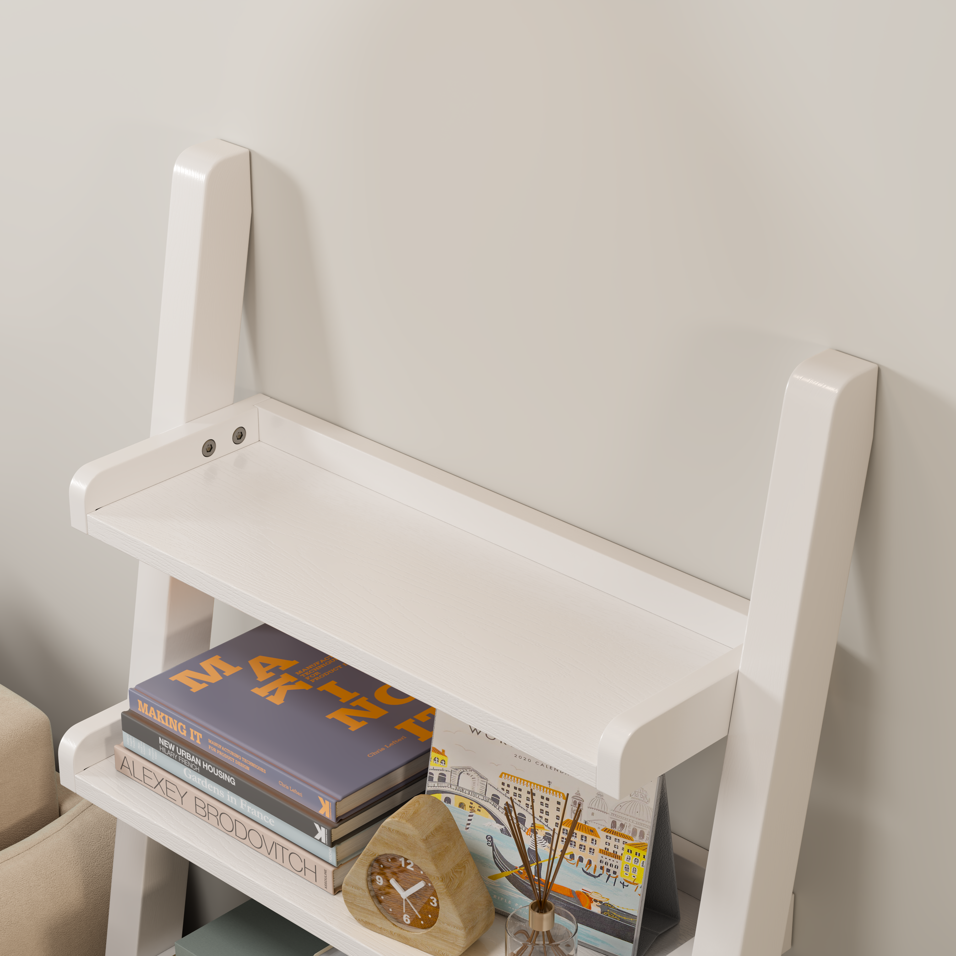 5-Tier Wooden Ladder Shelf – Modern Space-Saving Bookcase