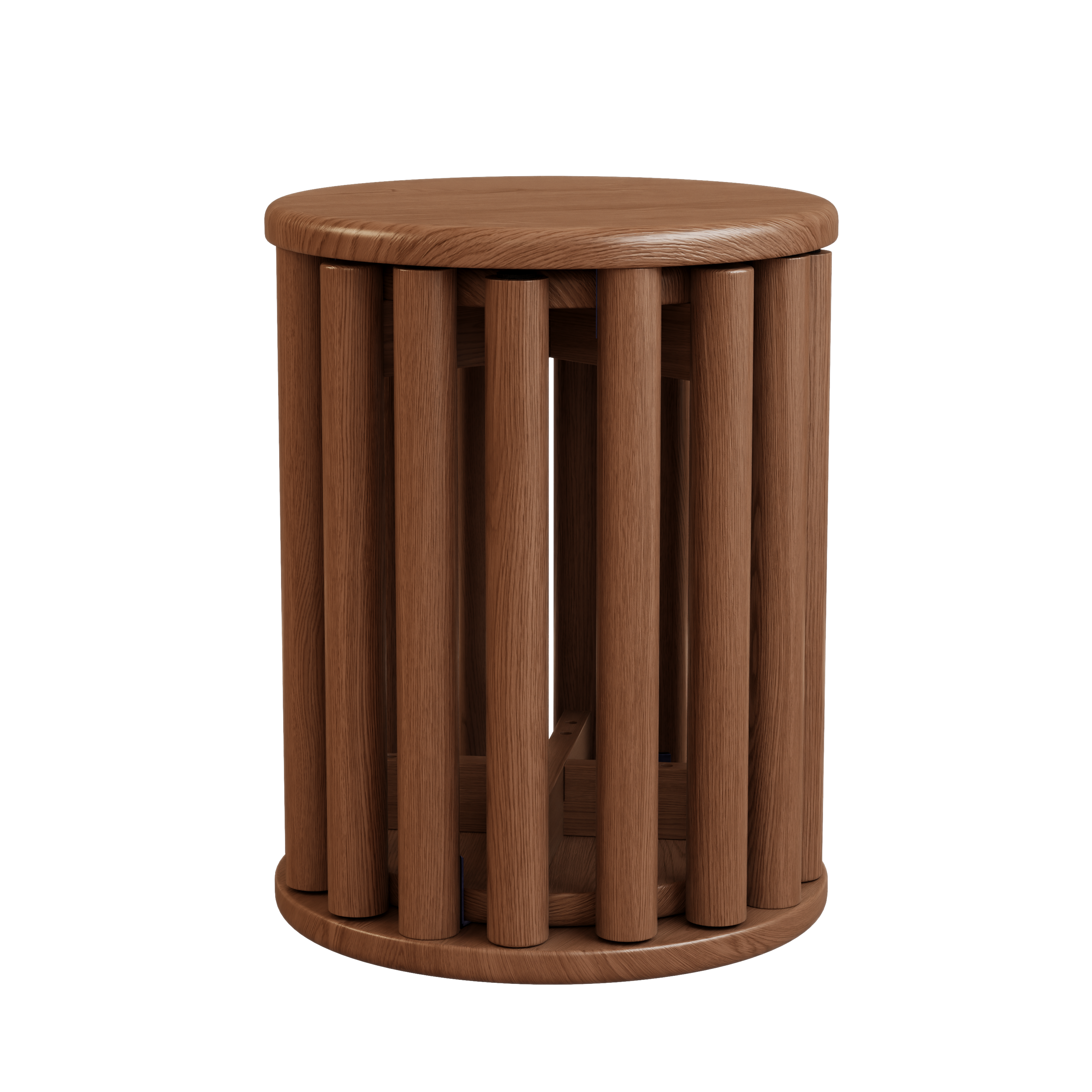 Set of 4 Stackable Solid Wood Multifunctional Round Stools/Side Tables