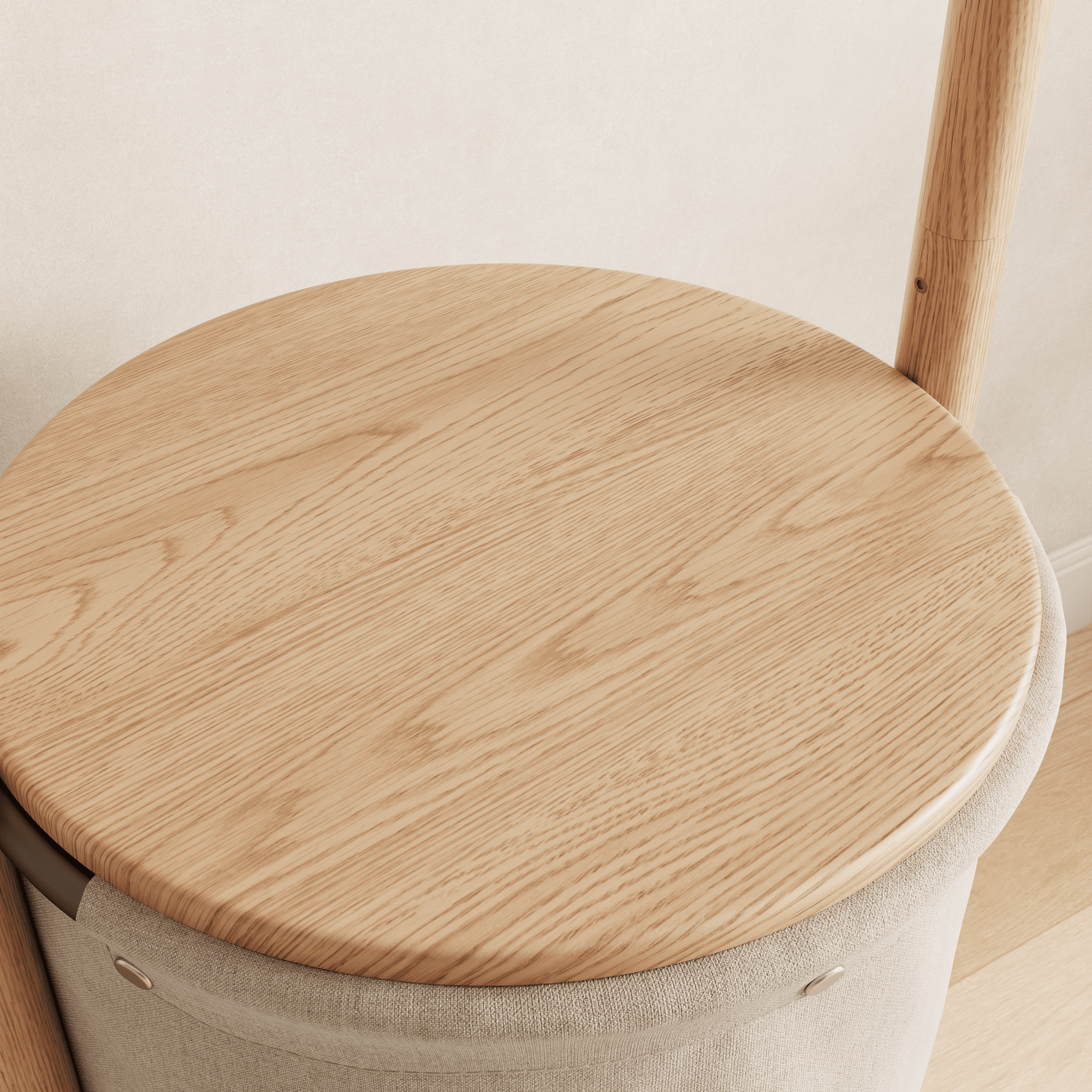 Solid Wood Coat Rack Stand with Laundry Hamper & Storage Shelf - Kaslandi Furniture