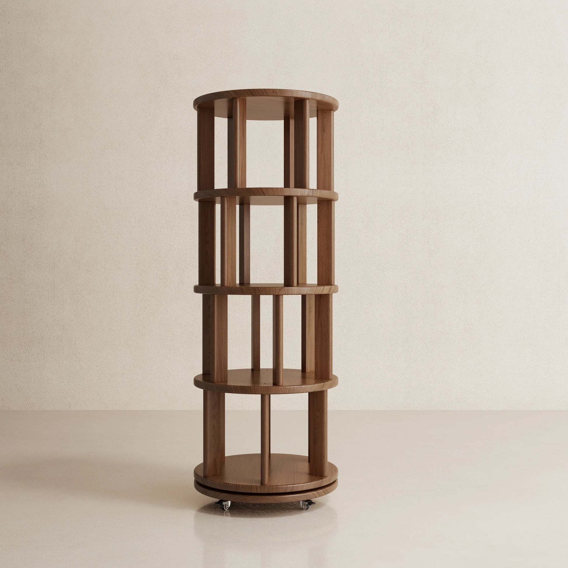 Rotating Round Bookshelf, Adjustable 1 - 6 Tiers – Space - Saving Storage Rack - Kaslandi Furniture
