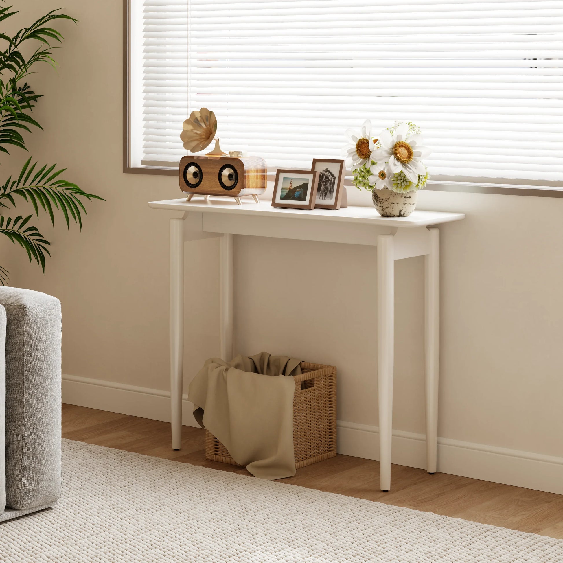 Solid Wood Narrow Console Table for Entryway & Living Room - Kaslandi Furniture