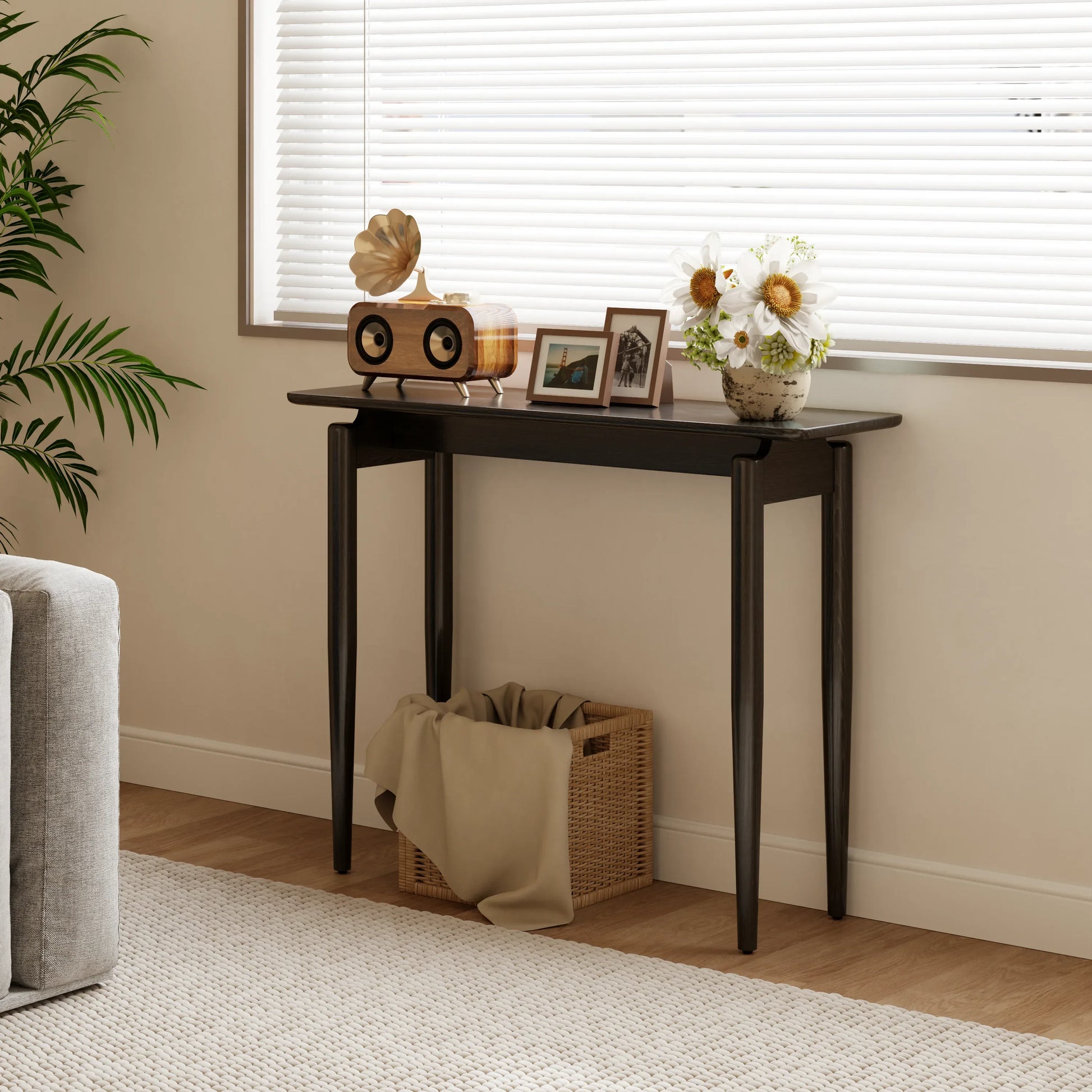 Solid Wood Narrow Console Table for Entryway & Living Room - Kaslandi Furniture