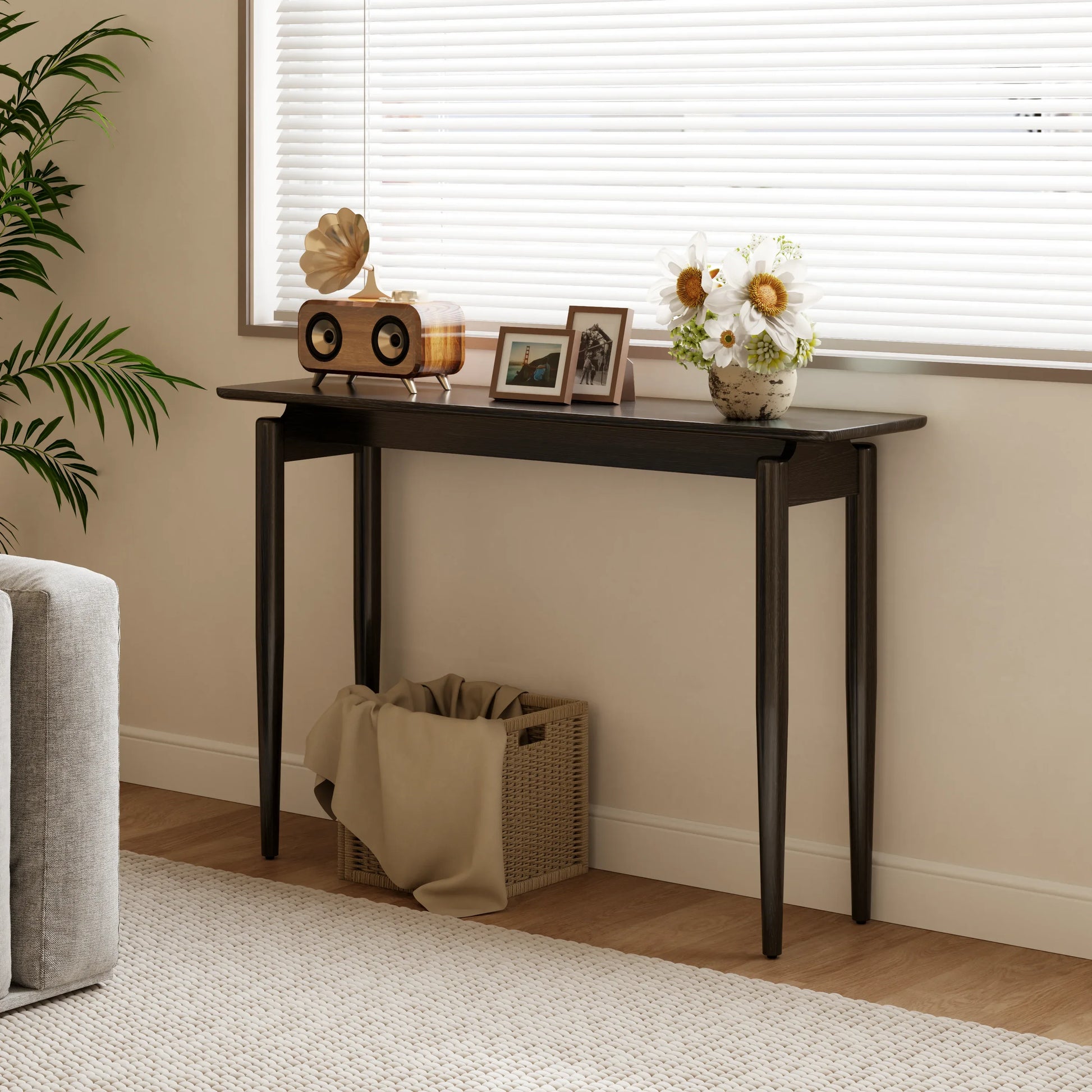 Solid Wood Narrow Console Table for Entryway & Living Room - Kaslandi Furniture
