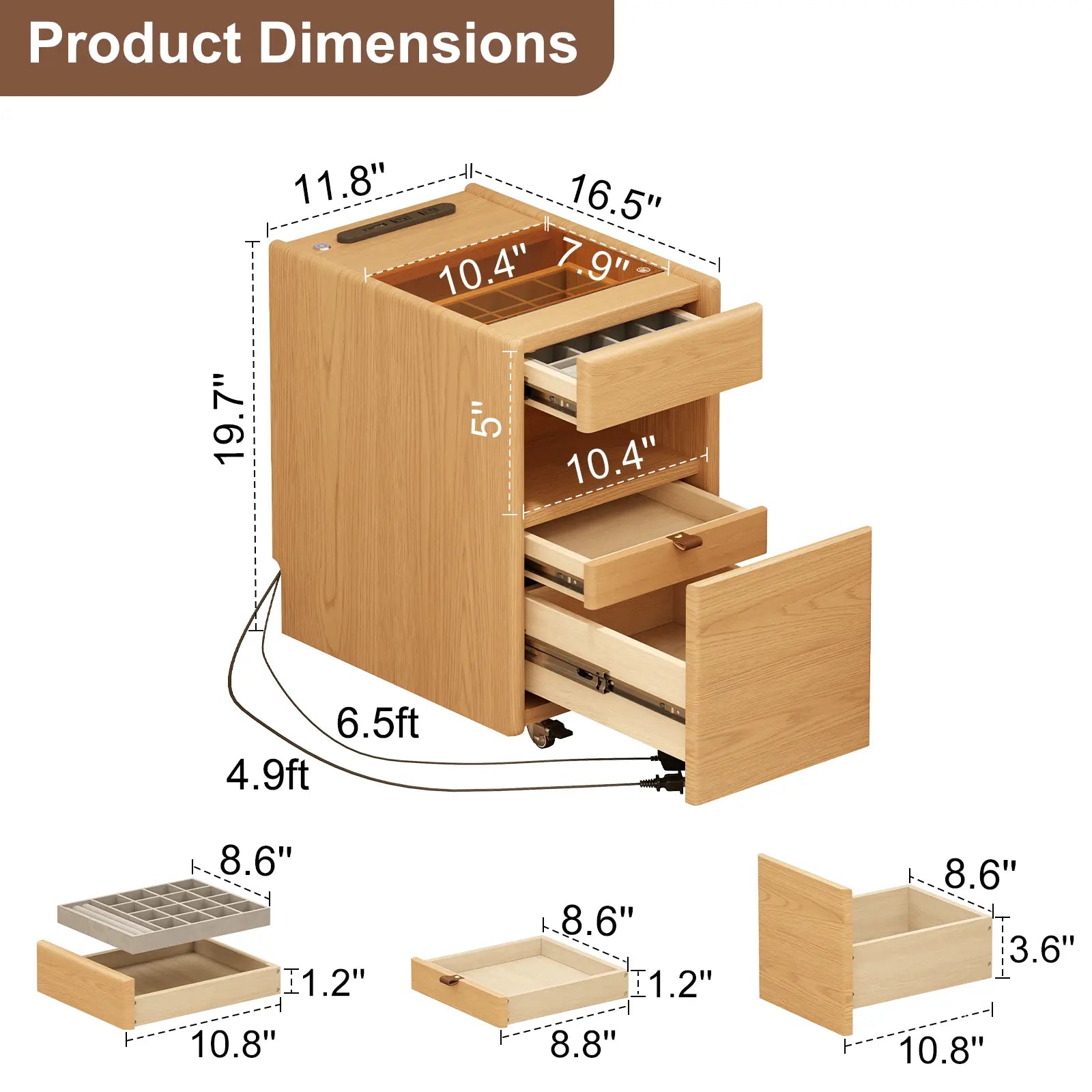 Smart Nightstand with Hidden Secret Drawer, Jewelry Storage & USB Charging - iKaslandi