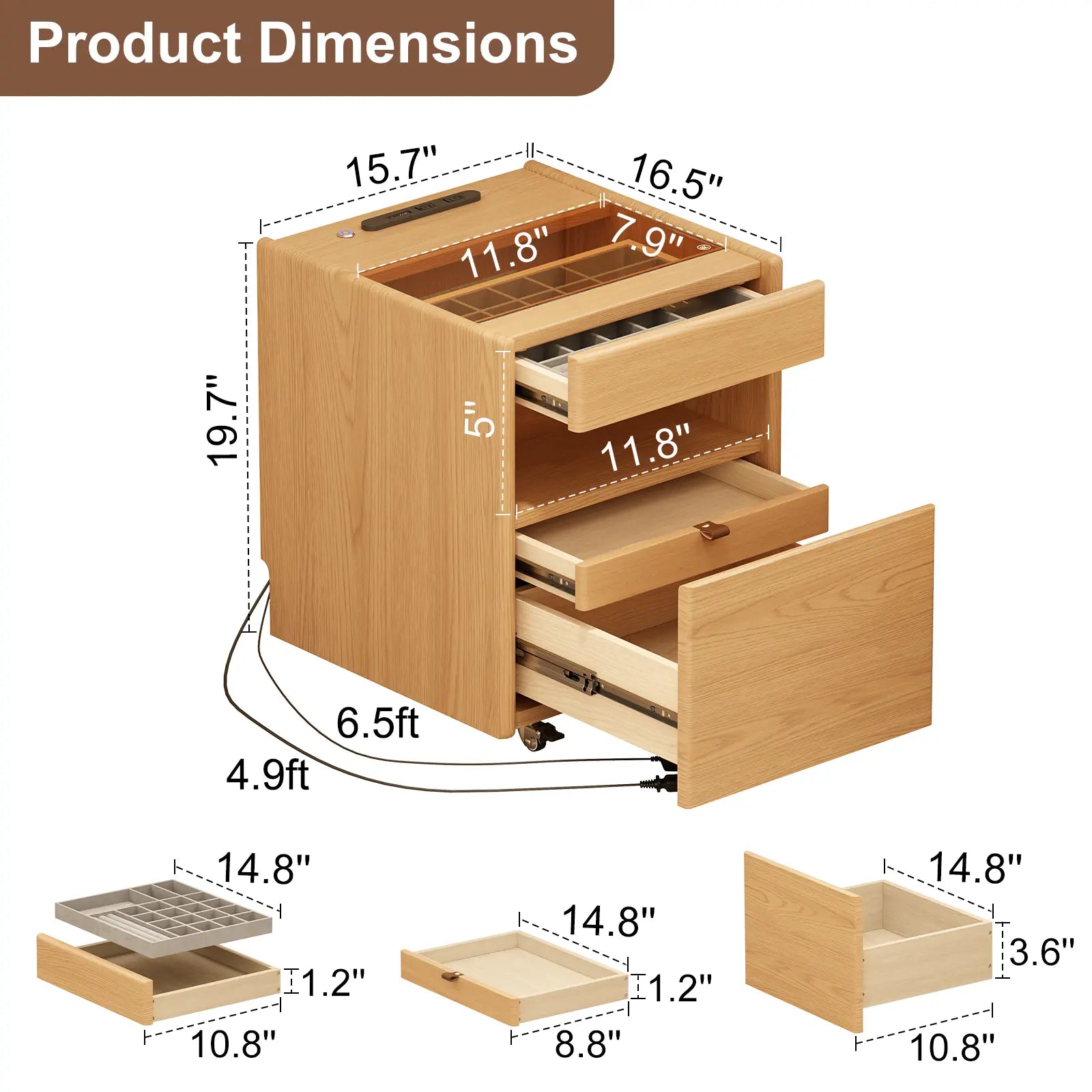 Smart Nightstand with Hidden Secret Drawer, Jewelry Storage & USB Charging - iKaslandi