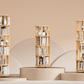 Rotating Solid Wood Bookshelf with Brake Wheels – Adjustable 1-6 Tier Swivel Bookcase for Home & Study