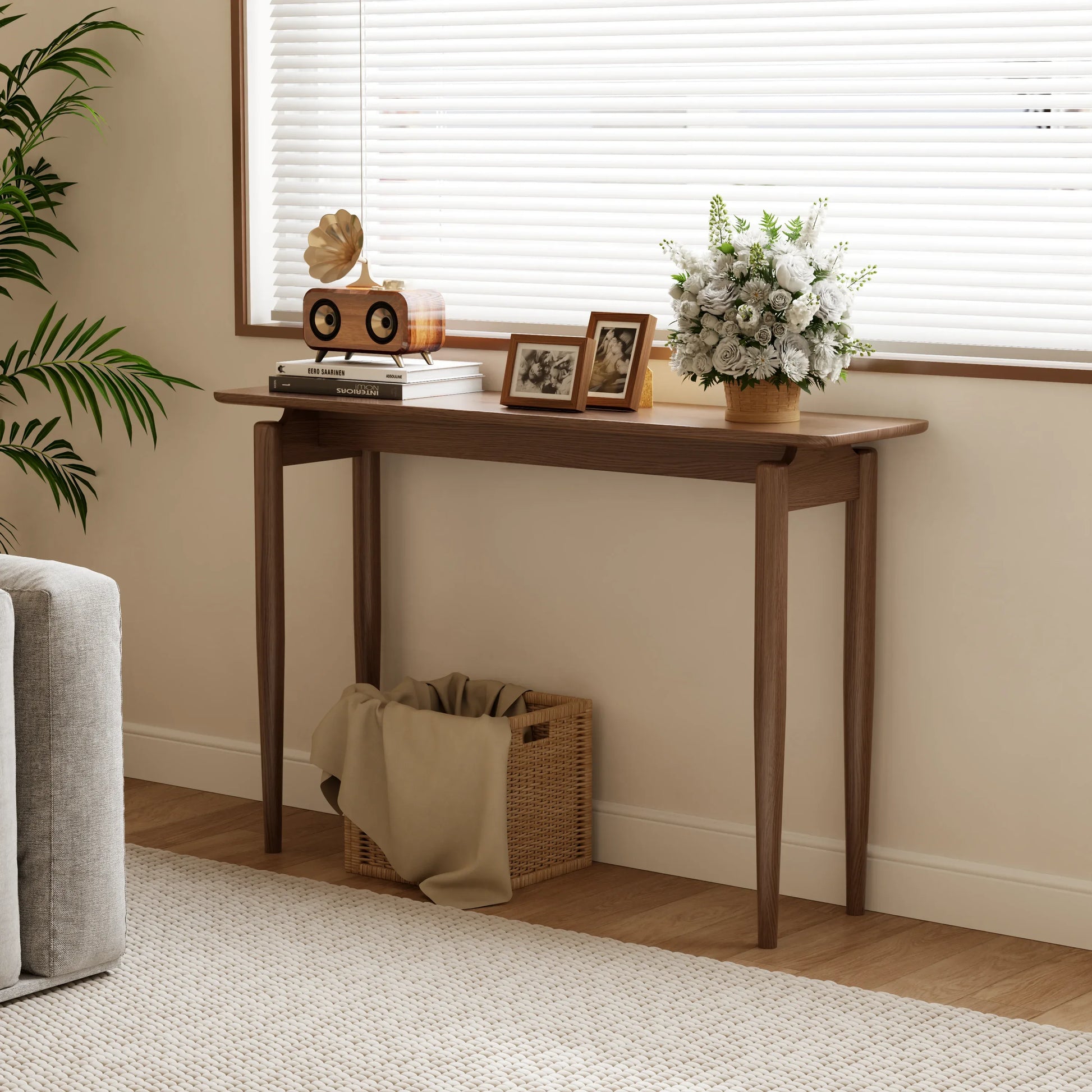Solid Wood Narrow Console Table for Entryway & Living Room - Kaslandi Furniture