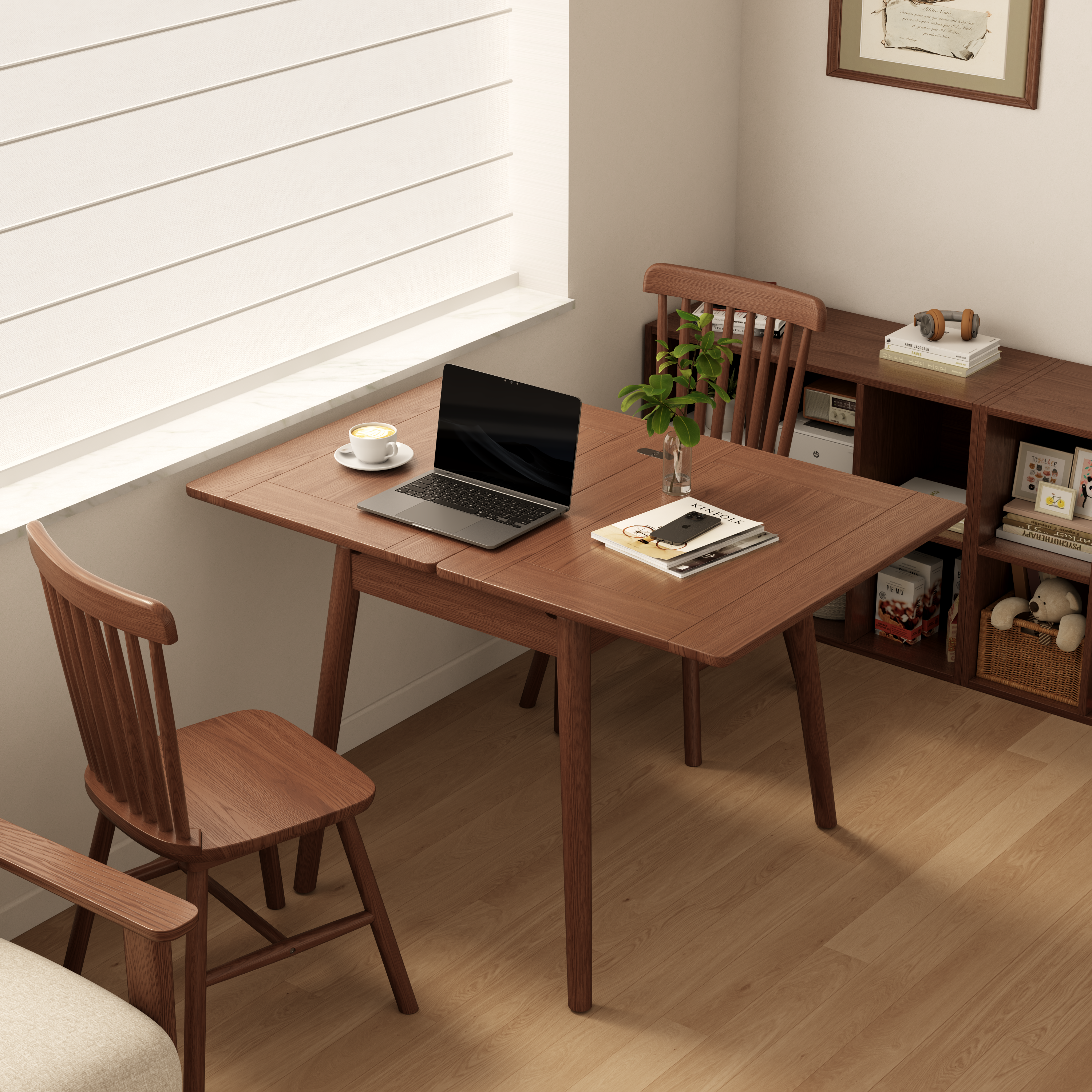 Expandable Solid Wood Dining Table for