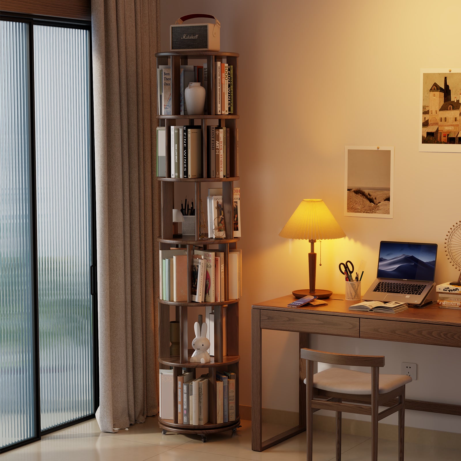 6 Tier Rotating Bookshelf