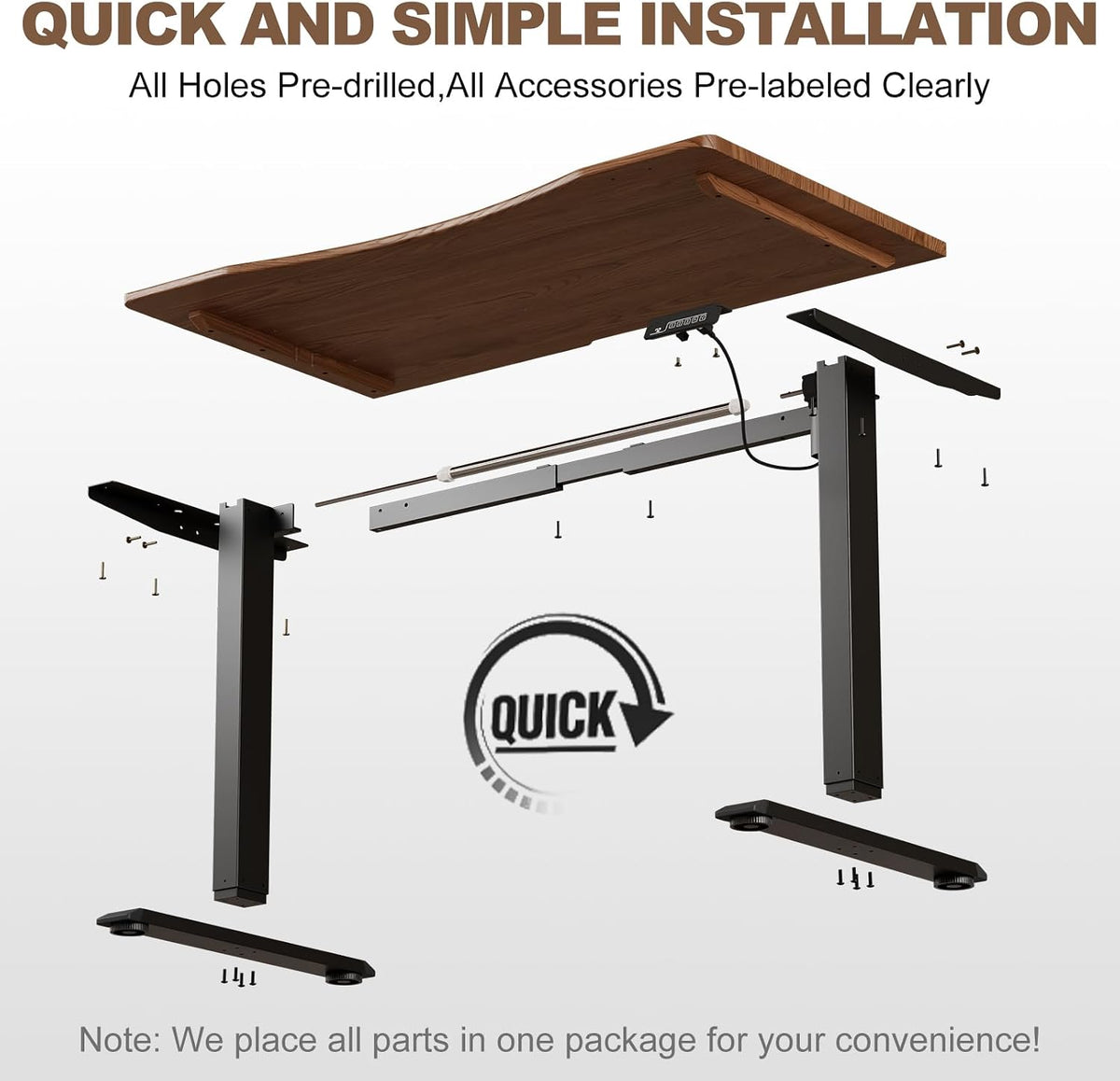 Solid Wood Electric Standing Desk with LED Display and 3 Memory Presets - iKaslandi
