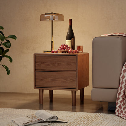 olid Wood Nightstand,Nightstand with Drawers,Mid Century Modern Nightstand Small Nightstand for Bedroom, Dorm and Living Room,Walnut nightstand