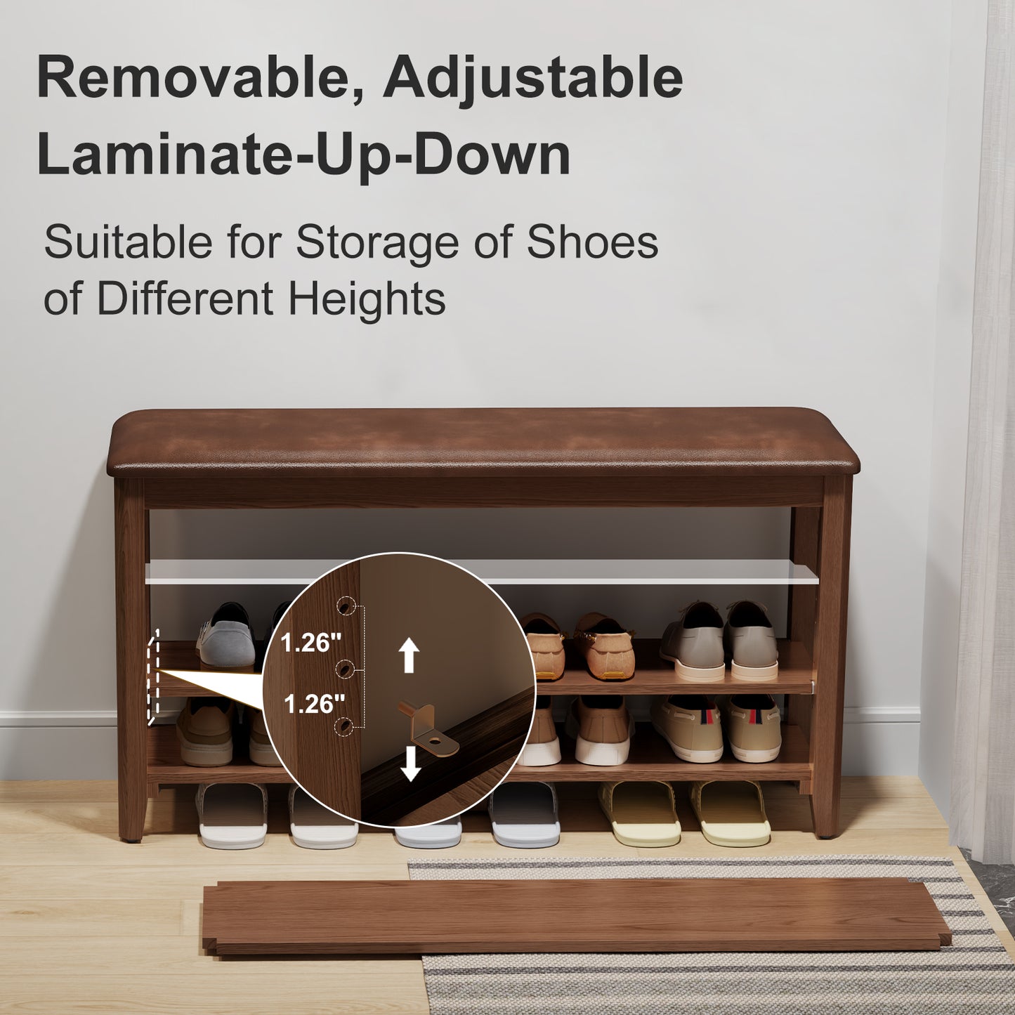 Leather Cushion Shoe Bench