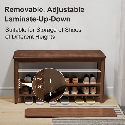 Leather Cushion Shoe Bench