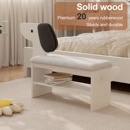 Shoe Rack Bench with Cushion, 2-Tier Dog Shoe Bench Cute, Wood Shoe Rack, Shoe Rack Bench with Storage,Shoe Shelf for Entryway, Hallway, Bedroom, Living Room