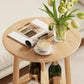 Round Solid Wood Side Table with Storage Shelf - iKaslandi