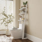 Over - the - Toilet Ladder Shelf - 3 - Tier Solid Wood Bathroom Storage - iKaslandi