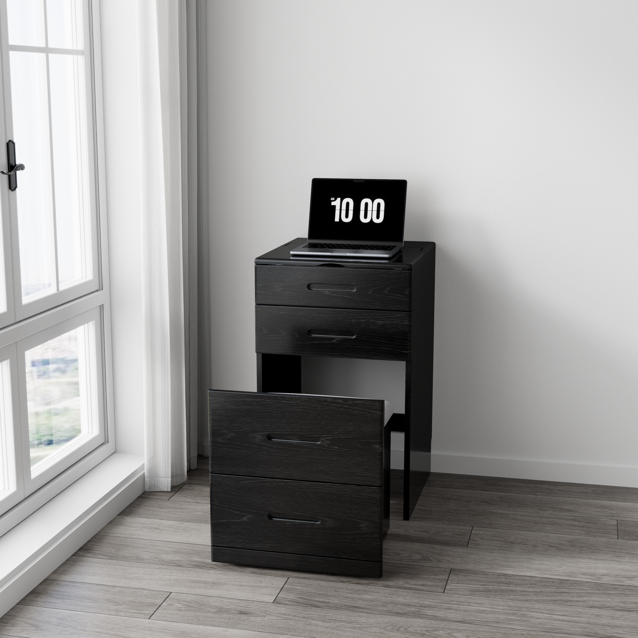 Solid Wood 3 in 1 Vanity Desk with Flip Top Mirror, Compact Vanity with Hidden Chair