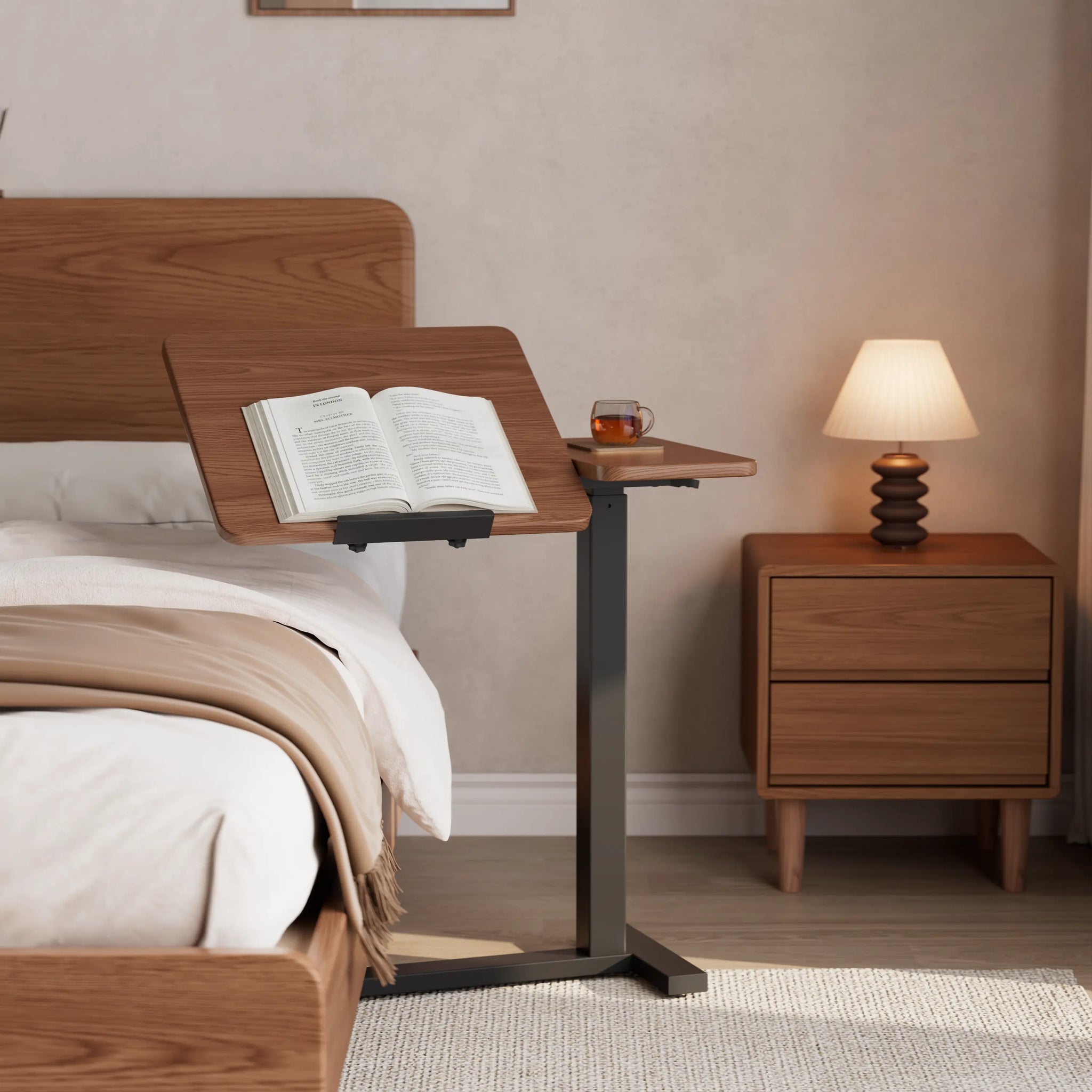 Adjustable Height Laptop Desk for Bed & Sofa – Solid Wood Tilting Top - iKaslandi