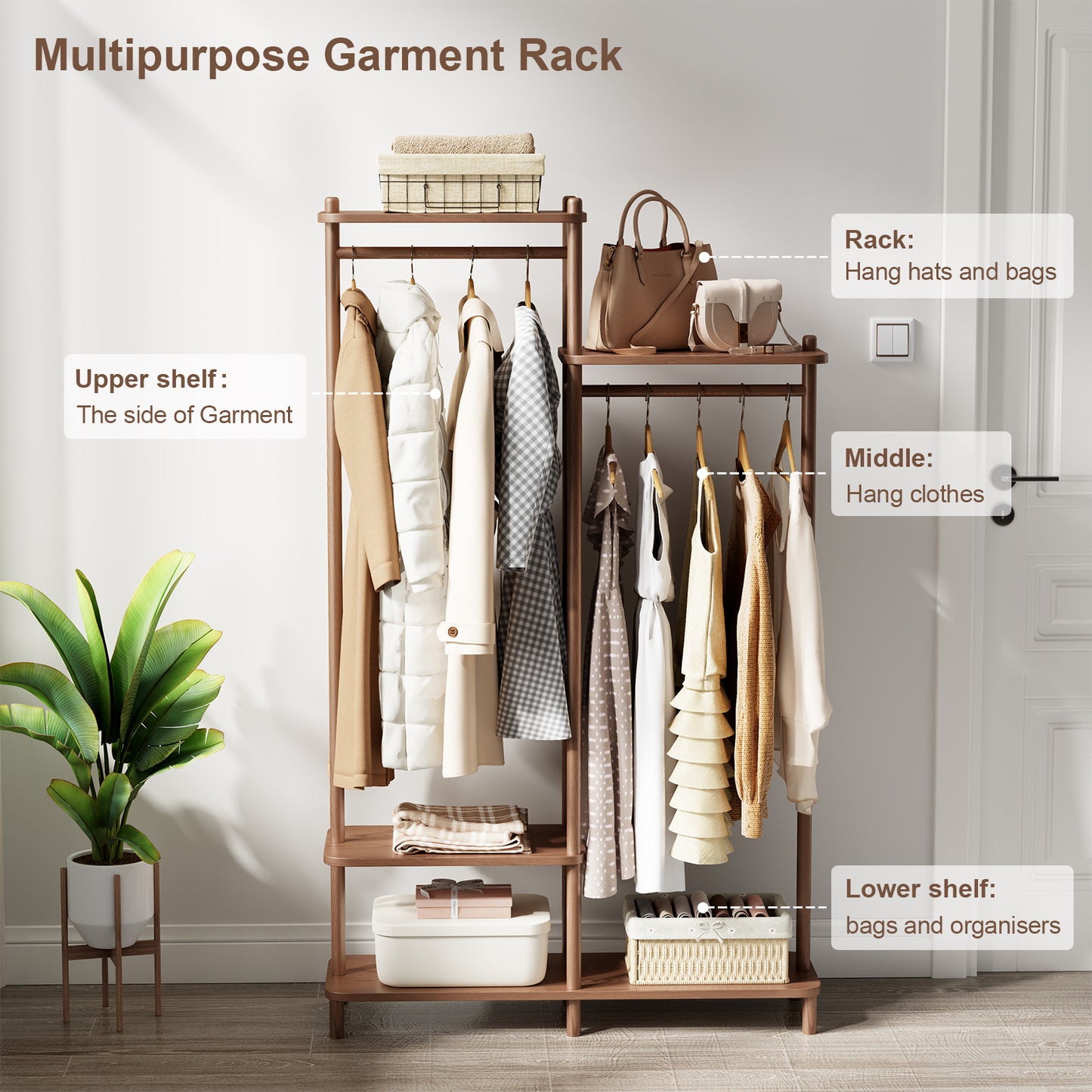 Solid Wood Clothes Rack