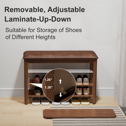 3-Tier Leather Shoe Bench