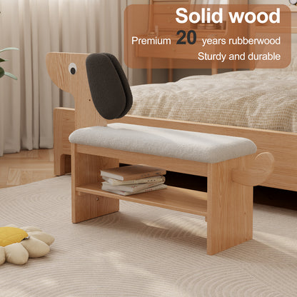 Shoe Rack Bench with Cushion, 2-Tier Dog Shoe Bench Cute, Wood Shoe Rack, Shoe Rack Bench with Storage,Shoe Shelf for Entryway, Hallway, Bedroom, Living Room