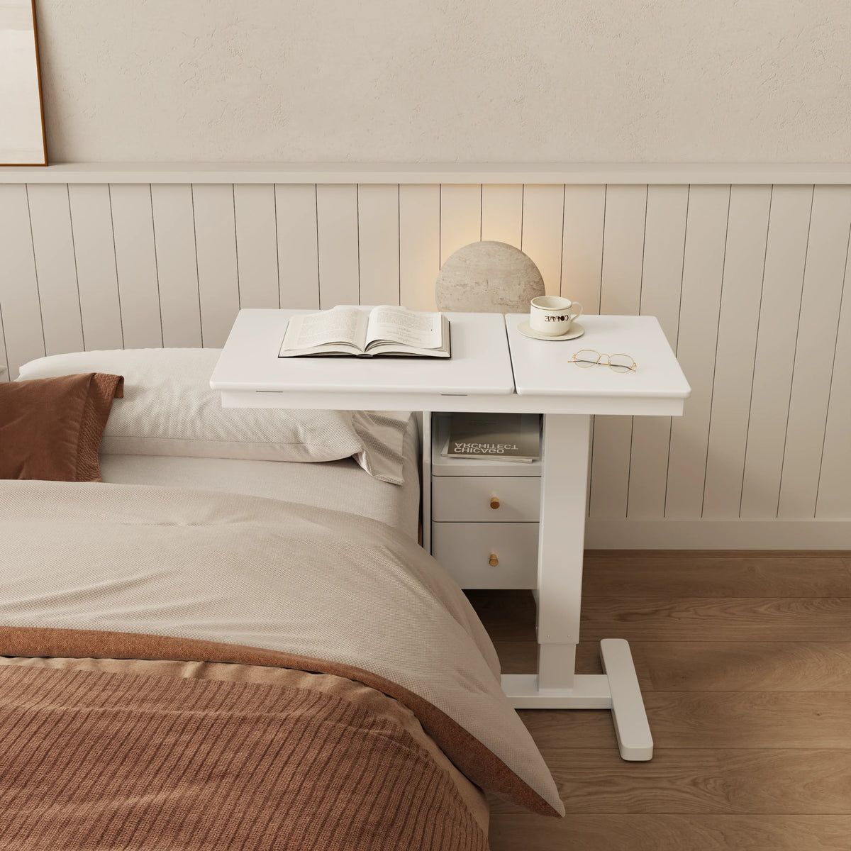Dimension diagram for the natural adjustable overbed table
