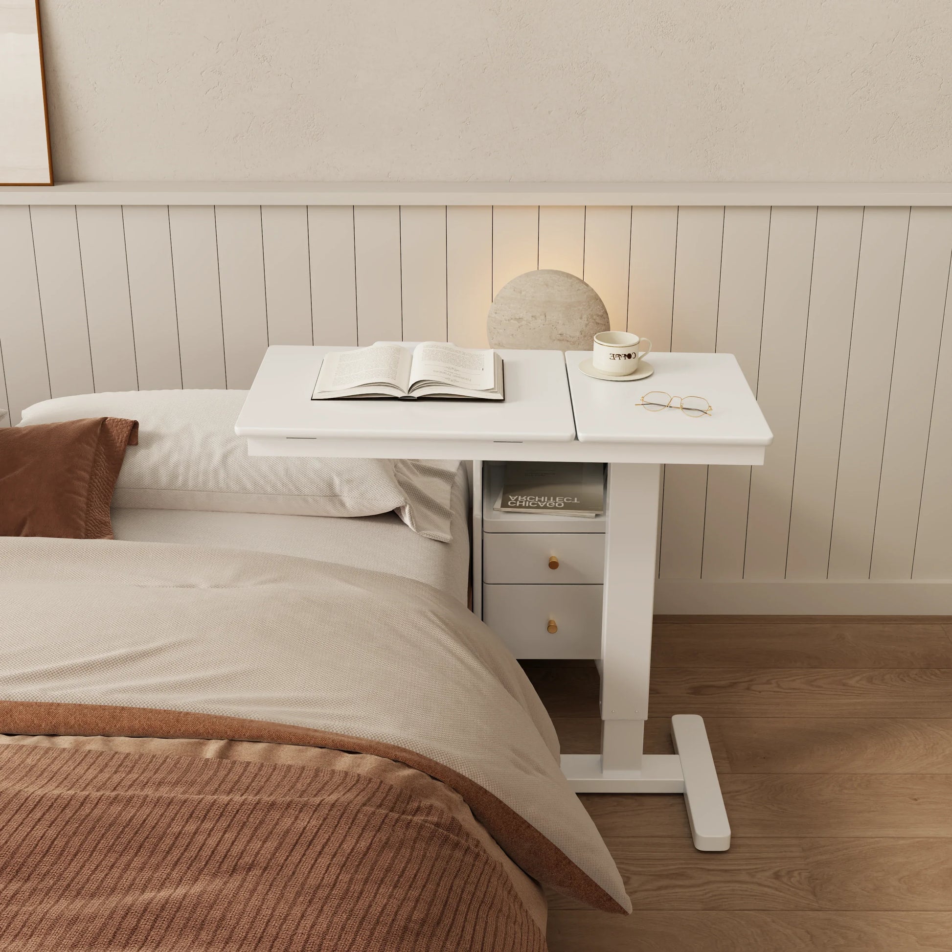 Adjustable Solid Wood Overbed Table - Kaslandi Furniture