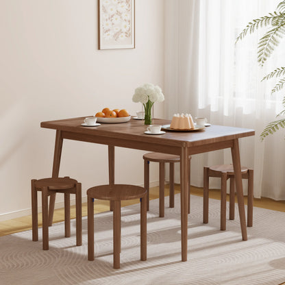 Solid Rubberwood Round Stool Set of 4 | Stackable Farmhouse Accent Stools - Kaslandi Furniture