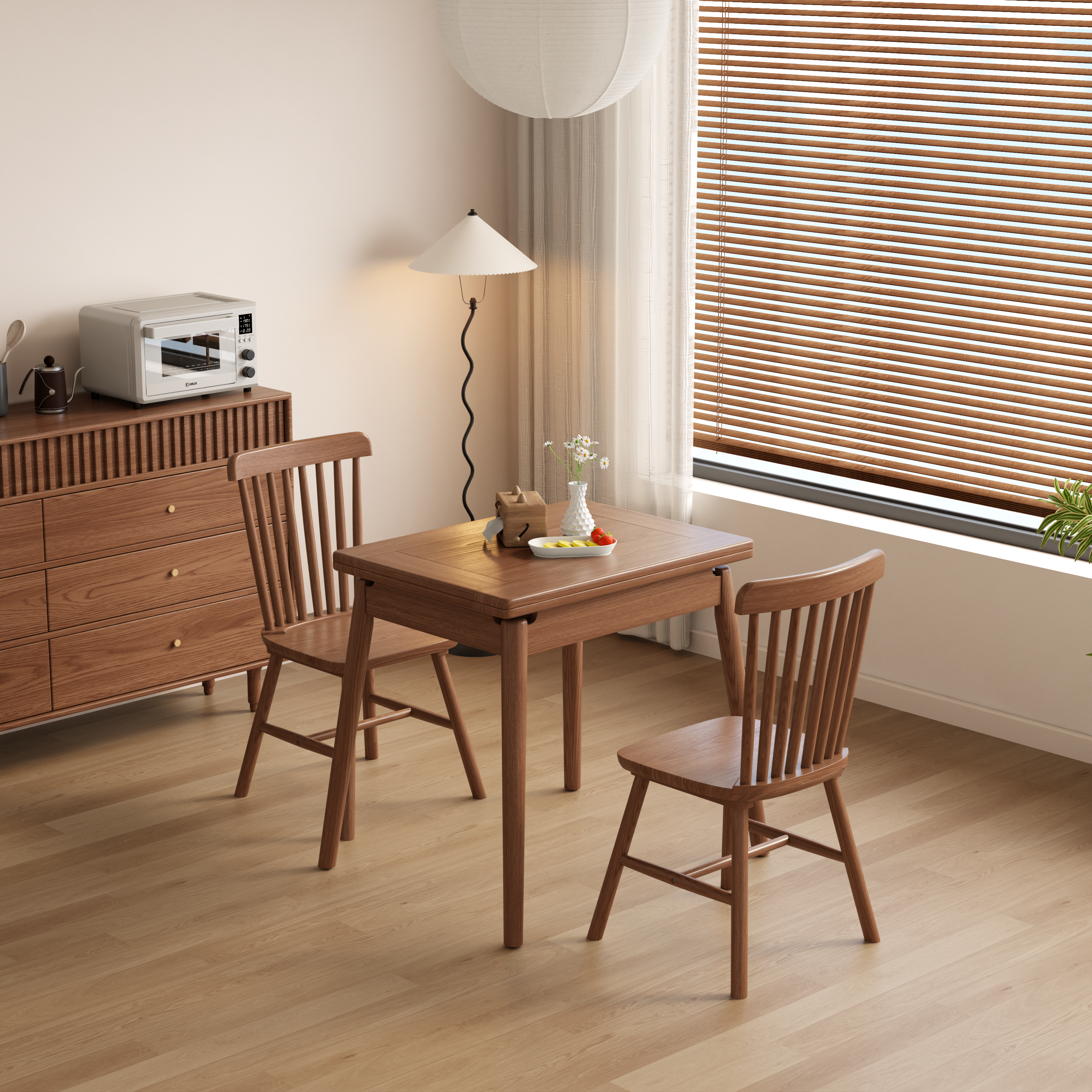 Expandable Solid Wood Dining Table for