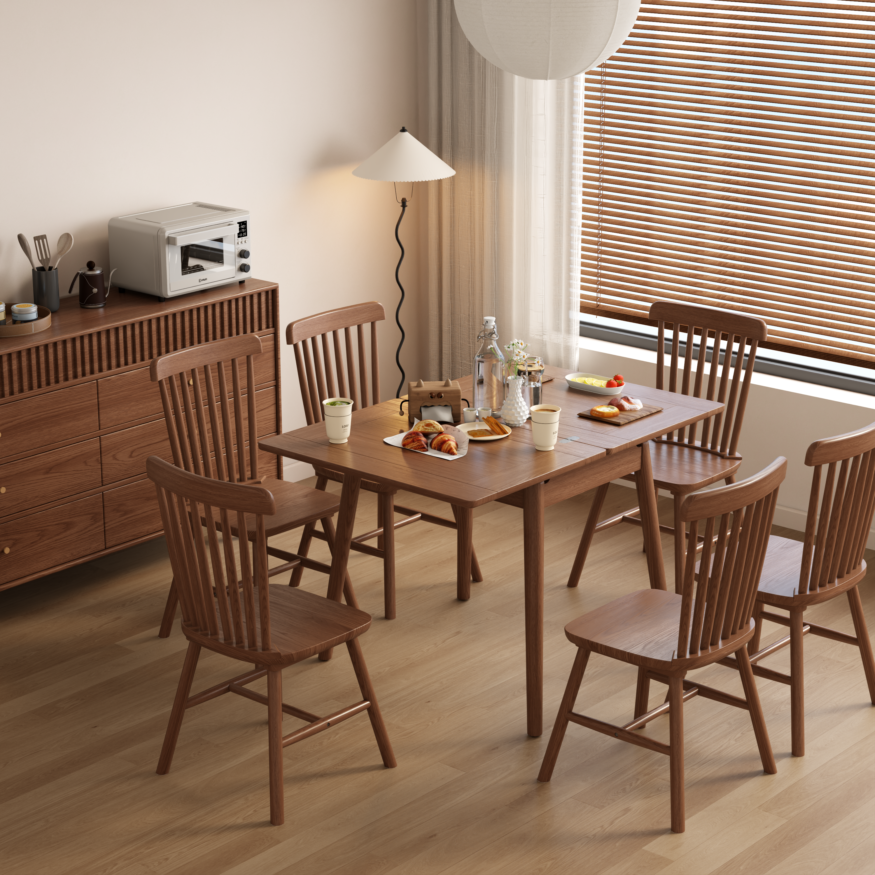 Expandable Solid Wood Dining Table for