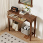 Solid Wood Entryway Console Table with Drawers and Bottom Storage Shelf - iKaslandi